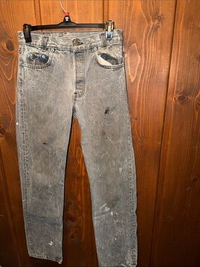 Vintage Levi's 501 Button Fly Men's Gray Washed Straight Jeans